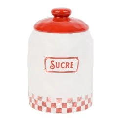 Comptoir De Famille Pot Sucre Gaston Rouge, Blanc En Dolomite