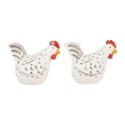 Comptoir De Famille Saliere Poivriere En Porcelaine Poule Gris - Margotte