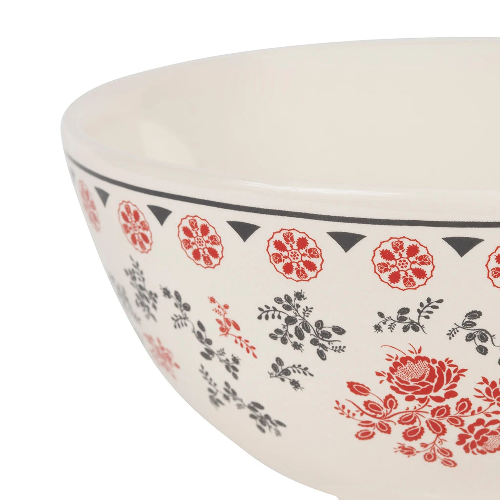 Comptoir De Famille Bol En Faïence Blanc Et Gris 75cl - Rosette – Image 3