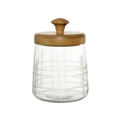 Comptoir De Famille Bocal Avec Couvercle Gravé Carreau Ciment H17cm En Manguier