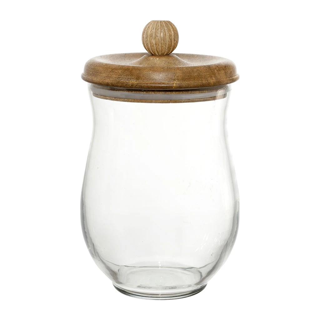 Comptoir De Famille Bocal Avec Couvercle Carreau Ciment Naturel H23cm En Manguier