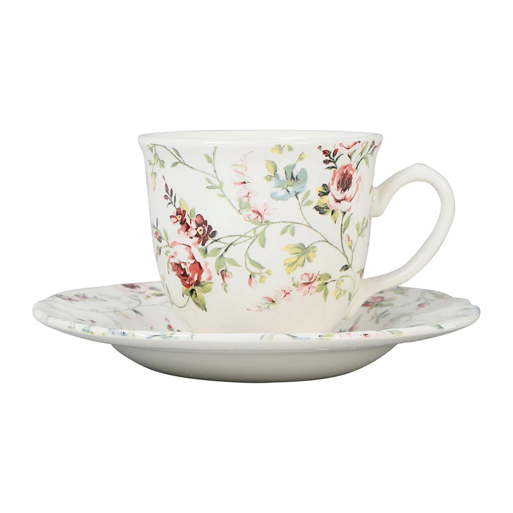Comptoir De Famille Tasse Et Sous-tasse En Faïence Multicolore - P'tites Fleurs