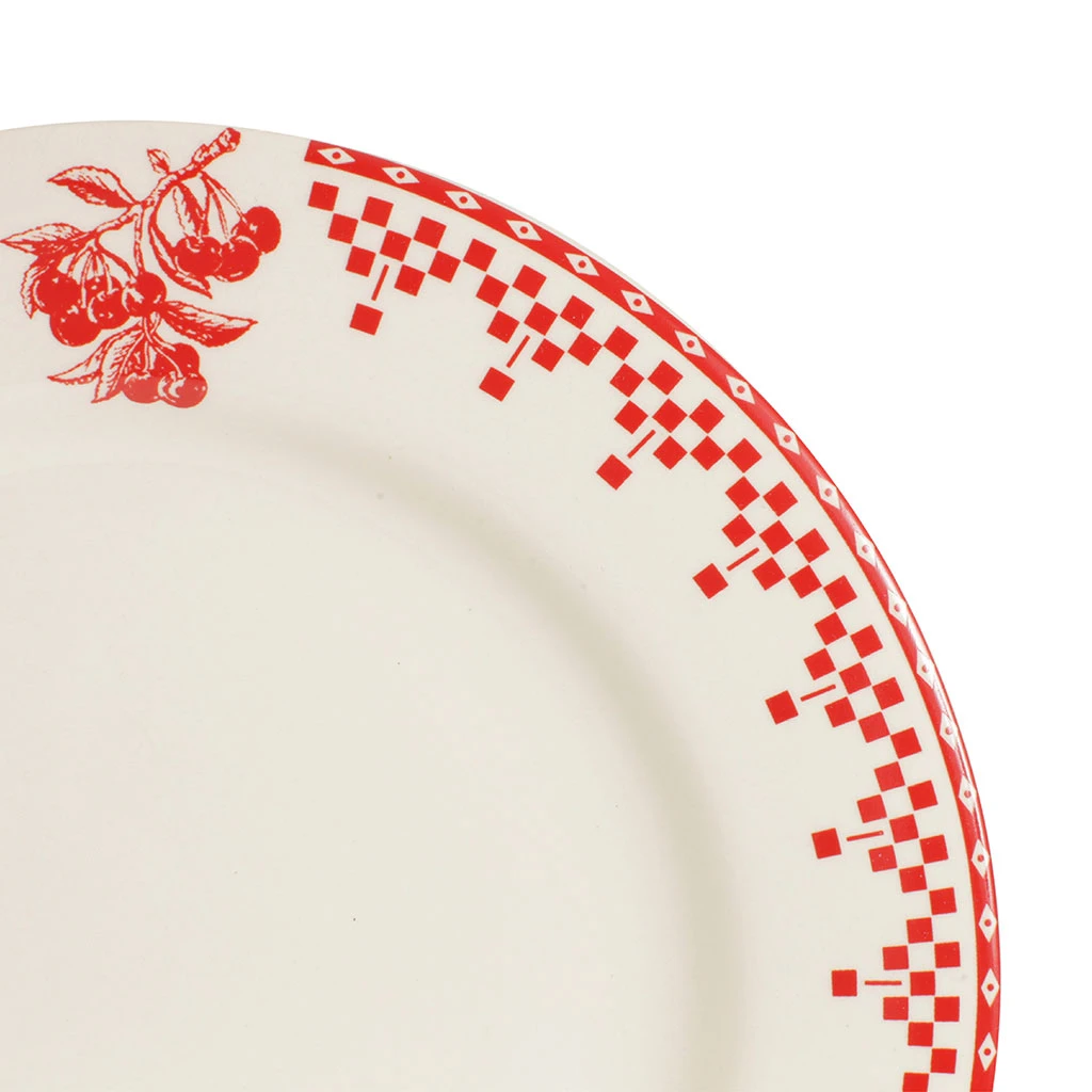 Comptoir De Famille Assiette Plate En Faïence Rouge D27cm - Damier – Image 2