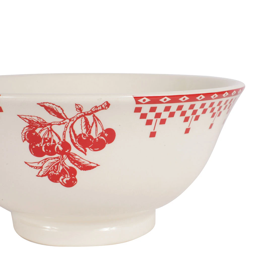 Comptoir De Famille Saladier En Faïence Blanc Et Rouge - Damier – Image 2