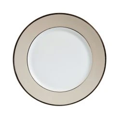 Côté Table Assiette Plate En Porcelaine Perle Et Platine D27cm - Ginger