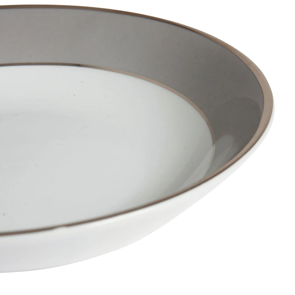 Côté Table Assiette Creuse En Porcelaine Gris Et Platine D23cm - Ginger – Image 3