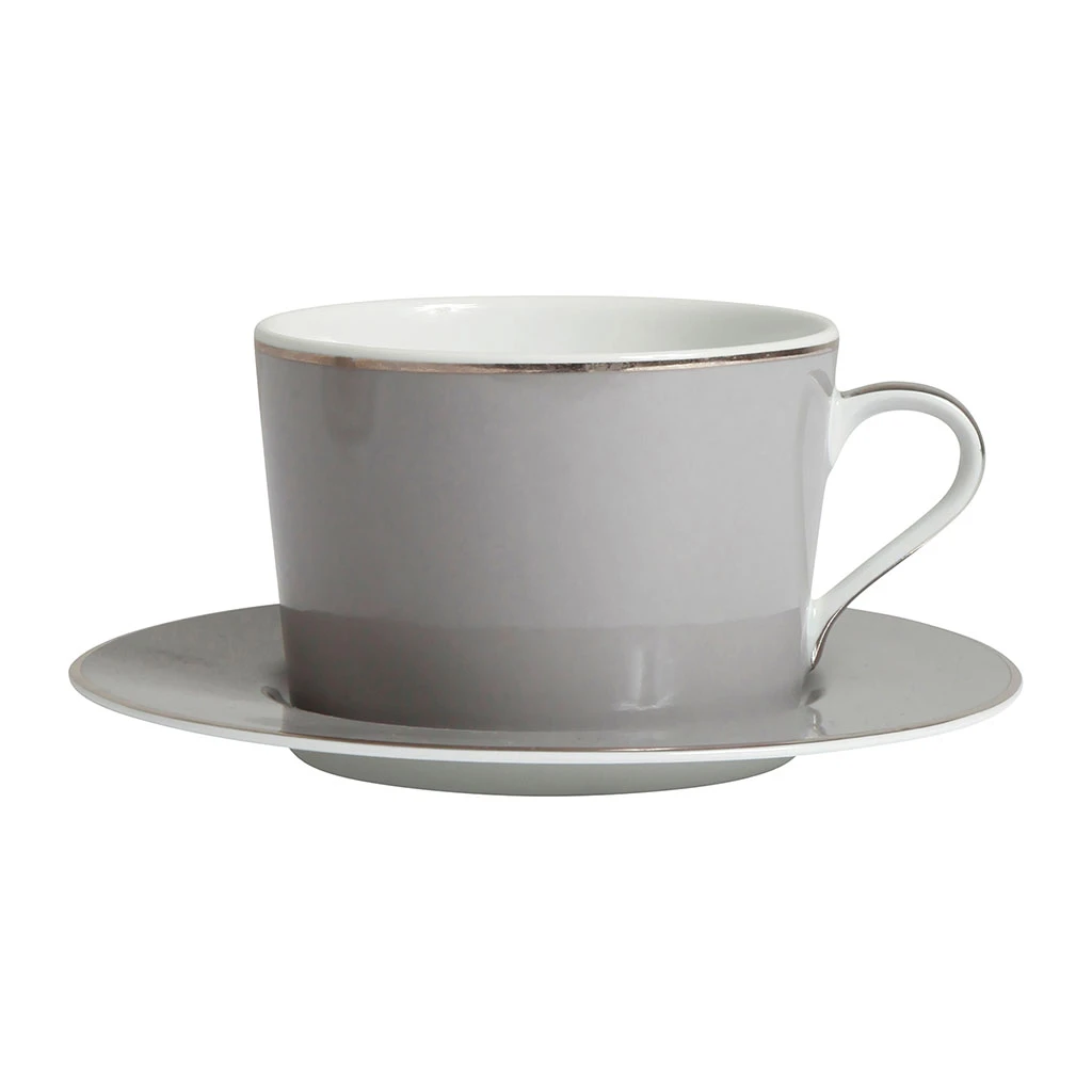 Côté Table Tasse Et Sous-tasse En Porcelaine Gris Et Platine - Ginger