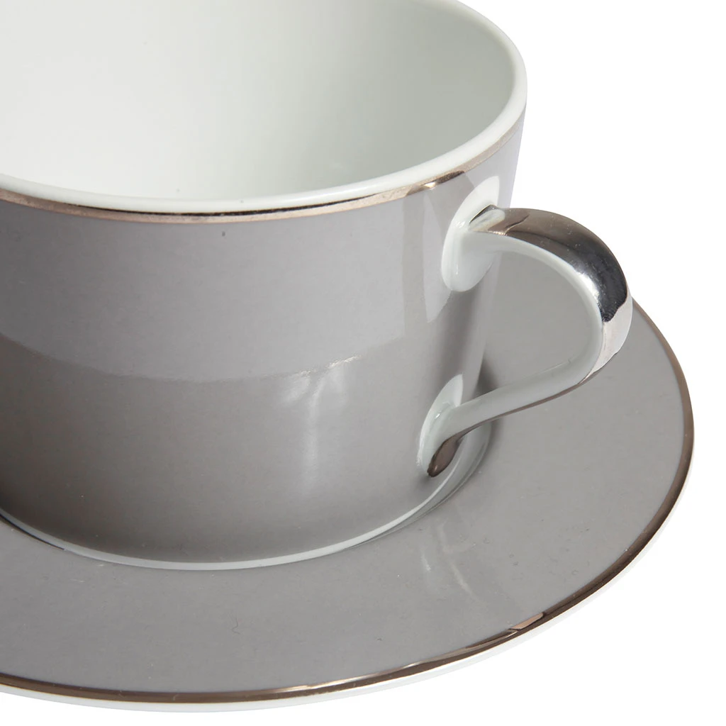 Côté Table Tasse Et Sous-tasse En Porcelaine Gris Et Platine - Ginger – Image 4