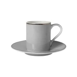 Côté Table Tasse Ă CafĂ© Et Sous-tasse En Porcelaine Gris Et Platine - Ginger