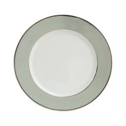 Côté Table Assiette Plate En Porcelaine Vert D'eau Et Platine D27cm - Ginger