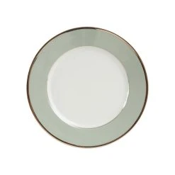 Côté Table Assiette à Dessert En Porcelaine Vert D'eau Et Platine D20cm -ginger