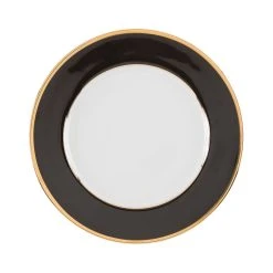 Côté Table Assiette Plate En Porcelaine Noir Et Doré D27cm - Ginger