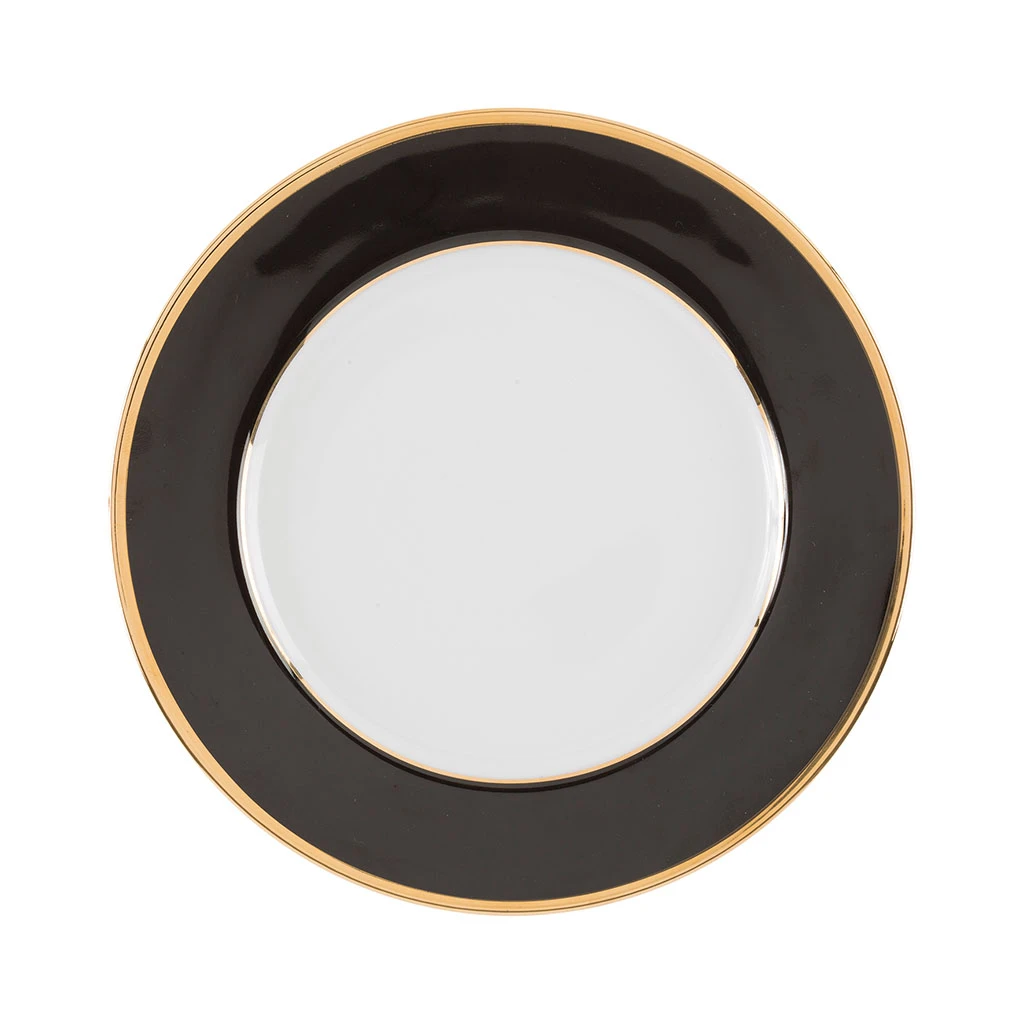 Côté Table Assiette Plate En Porcelaine Noir Et DorĂ© D27cm - Ginger