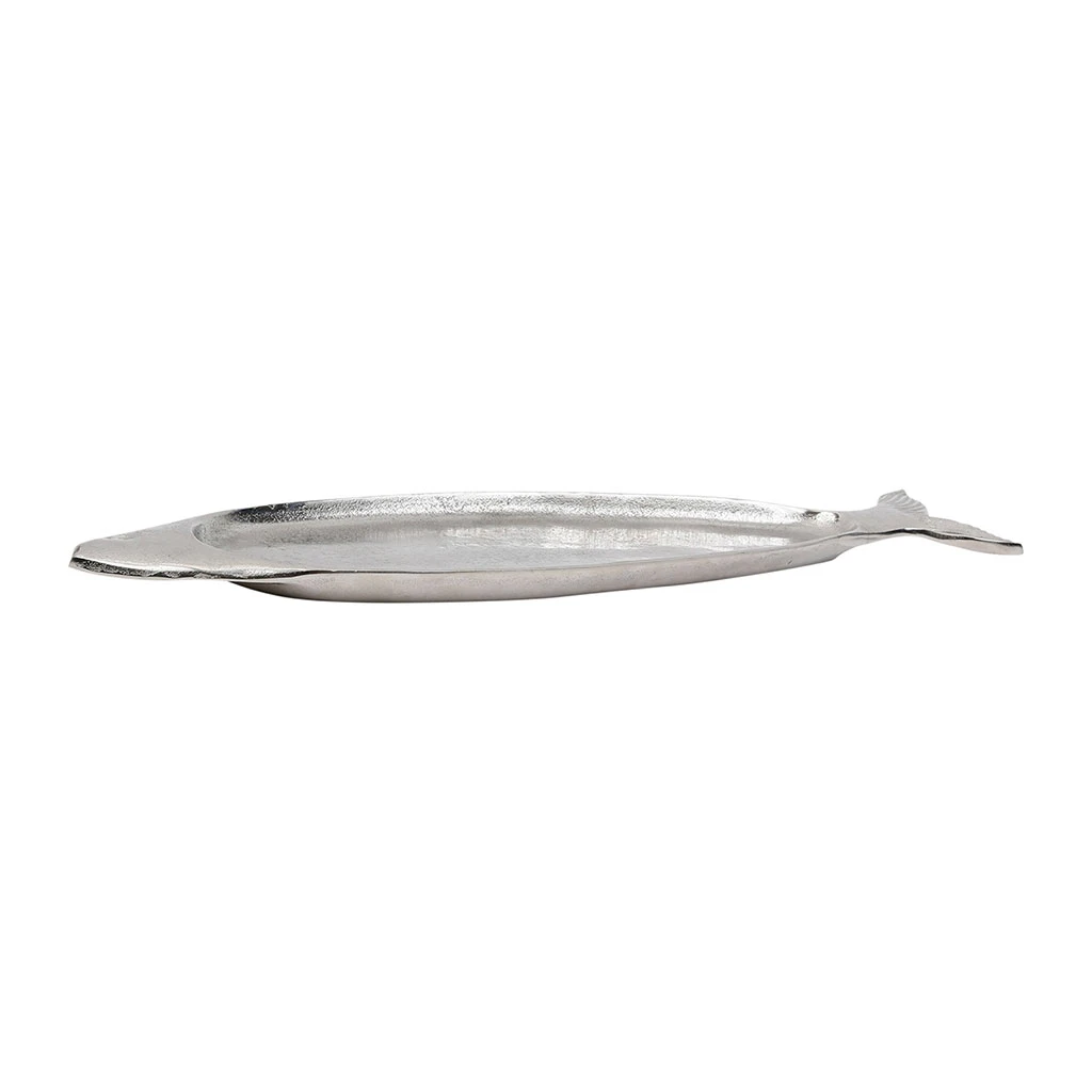 Côté Table Plat Poisson Ocean Gris Argente 59x17cm En Aluminium Et Nickel – Image 3