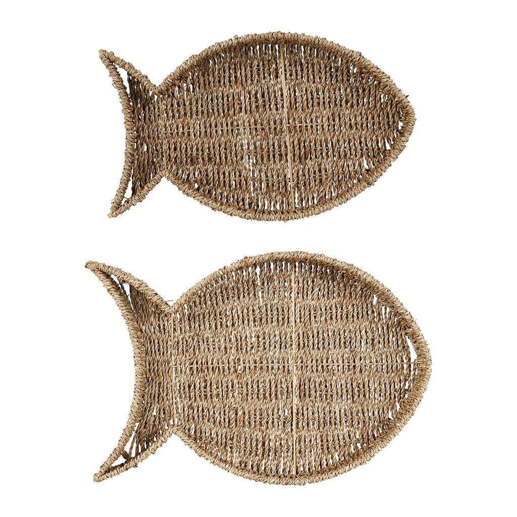 Côté Table Lot De 2 Plateaux Poisson En Jonc De Mer Et Fer - Borneo