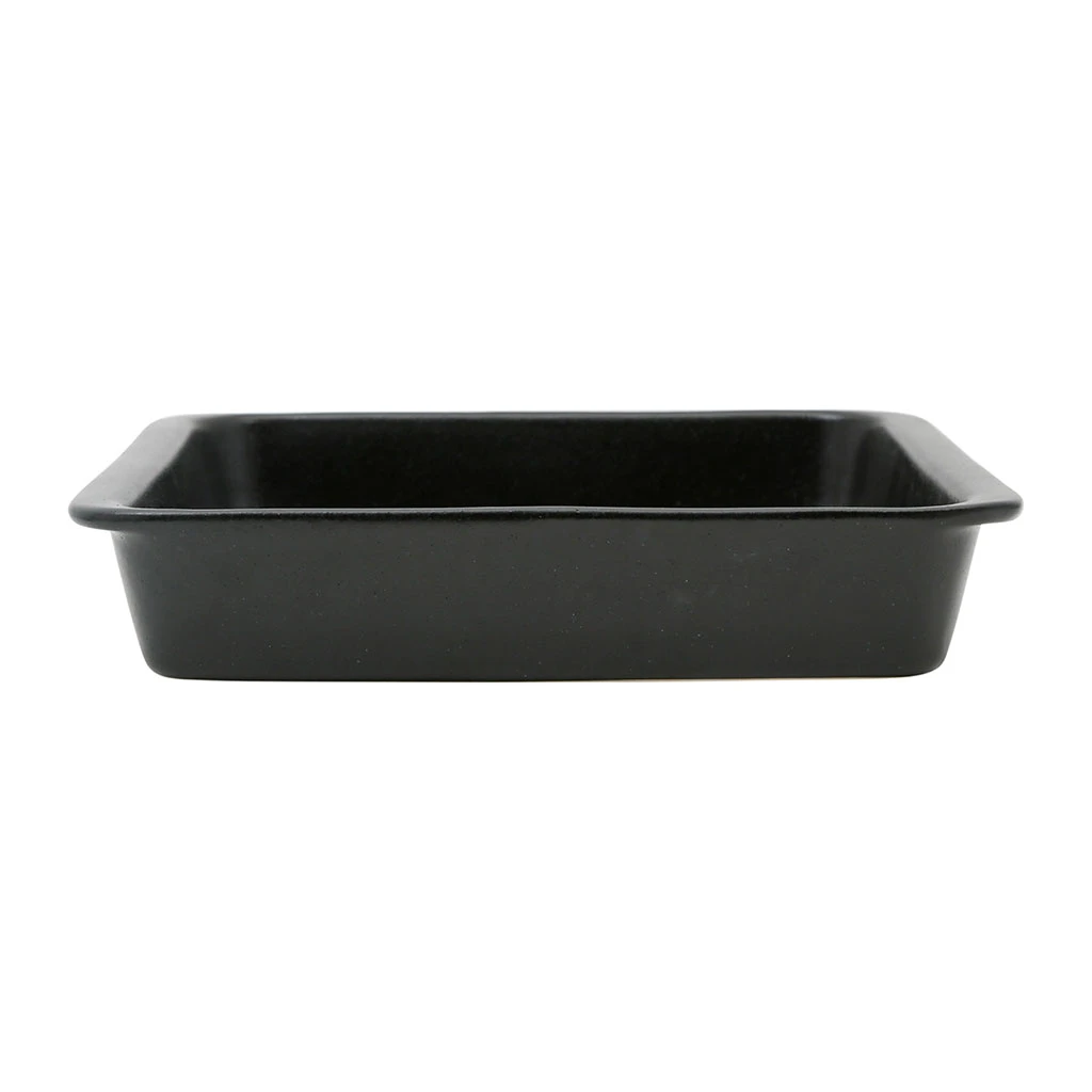 Côté Table Plat Four Carré En Grès Réactif Noir 30cm - Flore