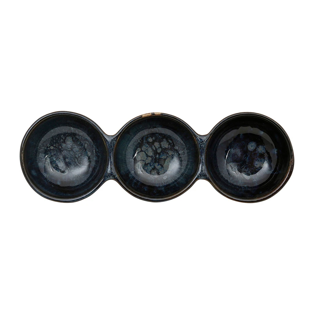 Côté Table Coupelle Triple Flore Bleu 24x8xh3cm Gres – Image 4