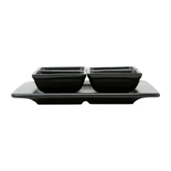 Côté Table Lot De 4 Coupelles Avec Plat En Grès Noir Mat - Flore