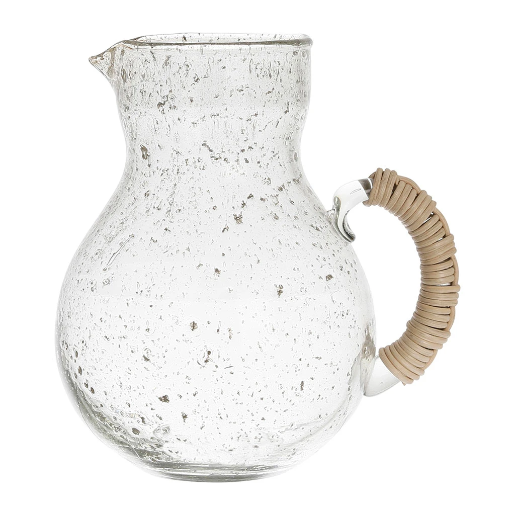 Côté Table Pichet Arrondie En Verre IrrĂ©gulier Et Rotin 1.2l -maline