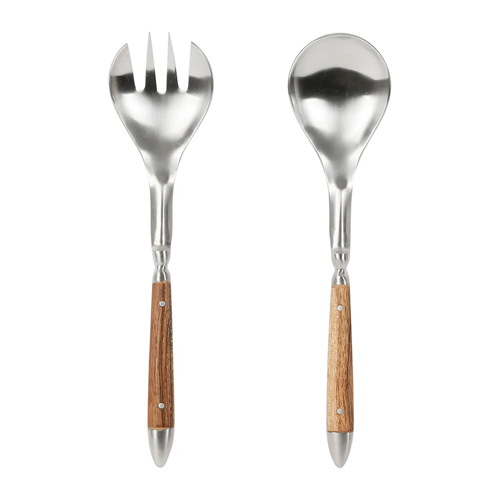 Côté Table Couverts Ă Salade En Inox Et Acacia - Art