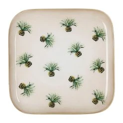 Côté Table Plateau Carré Vert Et Doré 16x16cm En Fer - Palmier