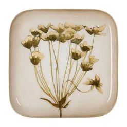 Côté Table Plateau Carré Kaki Et Doré 16x16cm En Fer - Fleur Classic