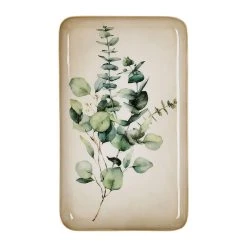 Côté Table Plateau Rectangulaire Vert Et Doré 15x25.5cm En Fer - Eucalyptus Classic