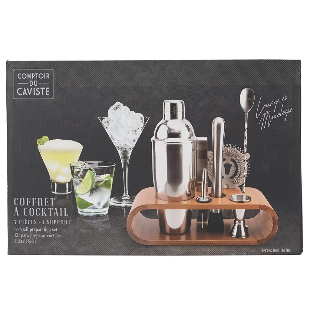 Home Déco Factory Coffret Ă Cocktail Support Bambou Et Argente En Acier – Image 5