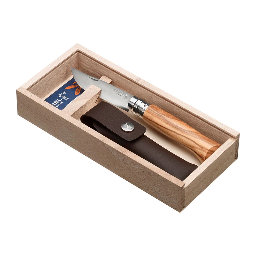 Couteau Plumier N°08 Inox Olivier Et Etui Naturel - Opinel – Image 3