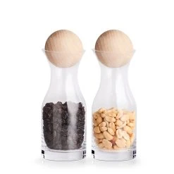 Zeller Set De 2 Pots à Epices Balle En Bois Et Verre 250ml