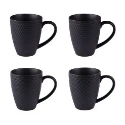 Table Passion Lot De 4 Mugs En Porcelaine Noir Mat