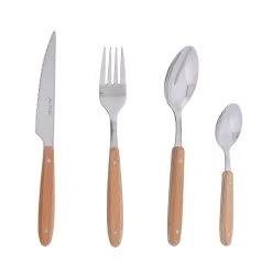 Jean Dubost Ménagère 24 Pièces En Inox Et Bois Naturel - Woody