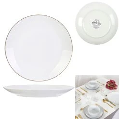 Home Déco Factory Assiette Plate En Porcelaine Lisere Doré D26cm