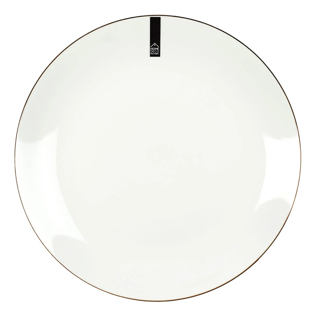 Home Déco Factory Assiette Plate En Porcelaine Lisere Doré D26cm – Image 3