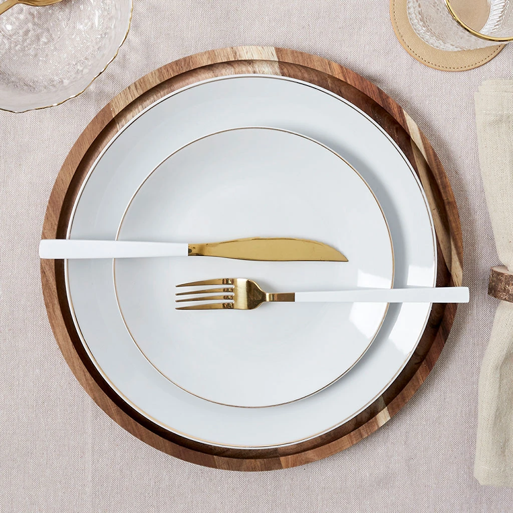 Home Déco Factory Assiette Plate En Porcelaine Lisere Doré D26cm – Image 4