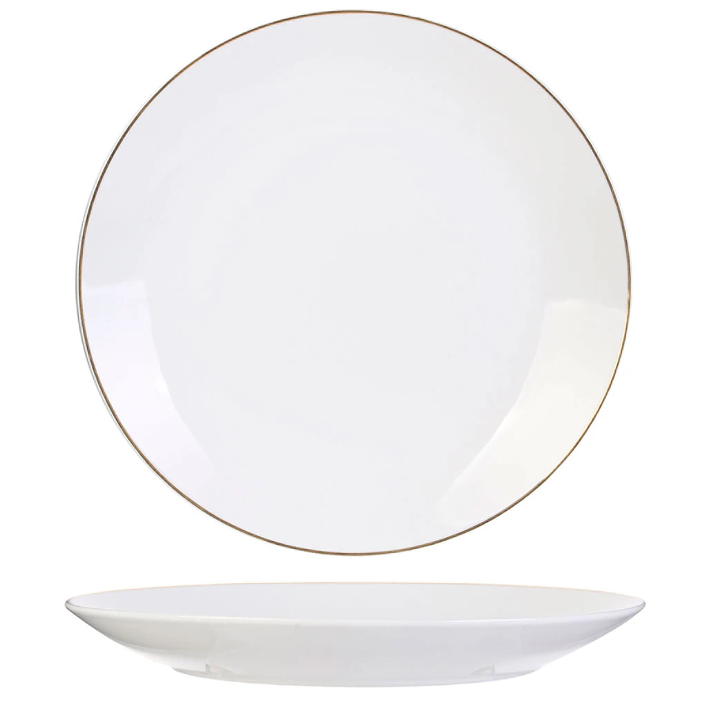 Home Déco Factory Assiette Plate En Porcelaine Lisere Doré D26cm – Image 6