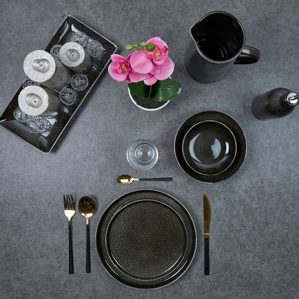 Home Déco Factory Assiette à Dessert En Grès Noir D20.5cm – Image 3