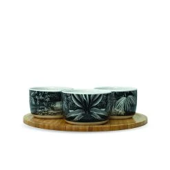 Opjet Lot De 4 Coupelles En Faïence Vert Et Plateau - Voyage