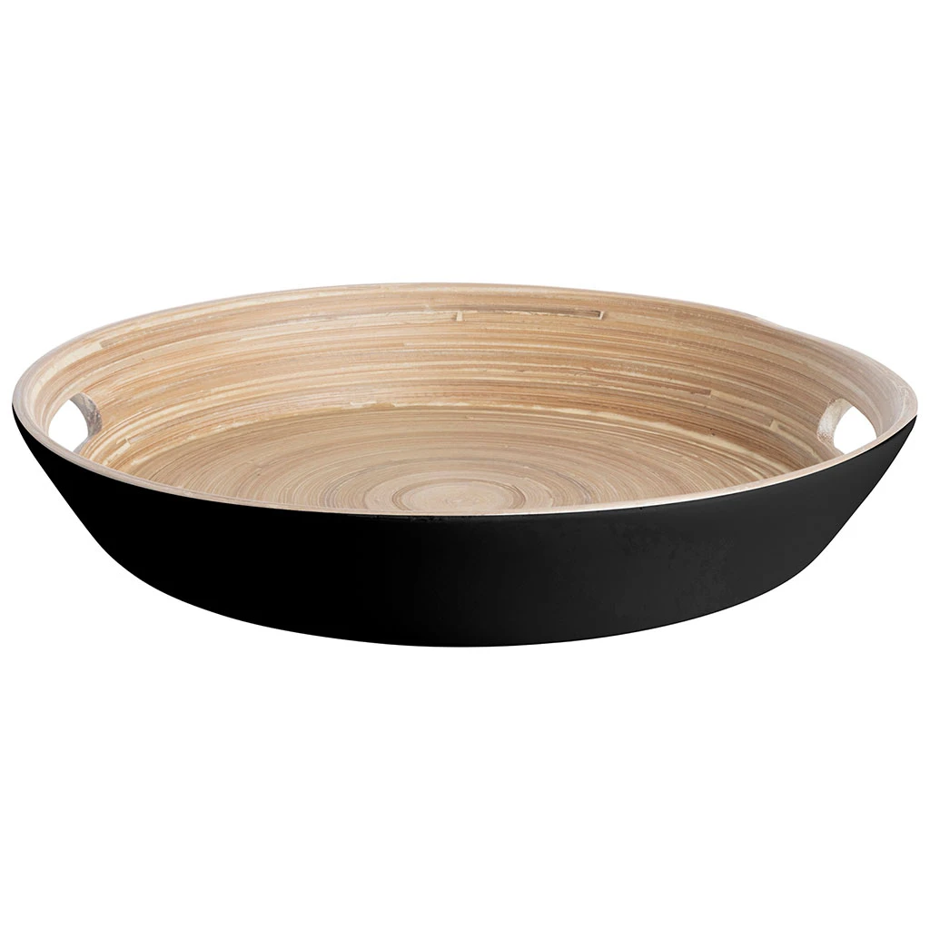 Gusta Plateau Rond En Bambou Noir
