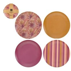 Mica Décorations Lot De 4 Assiettes En Mélamine Rose D21cm - Lumina