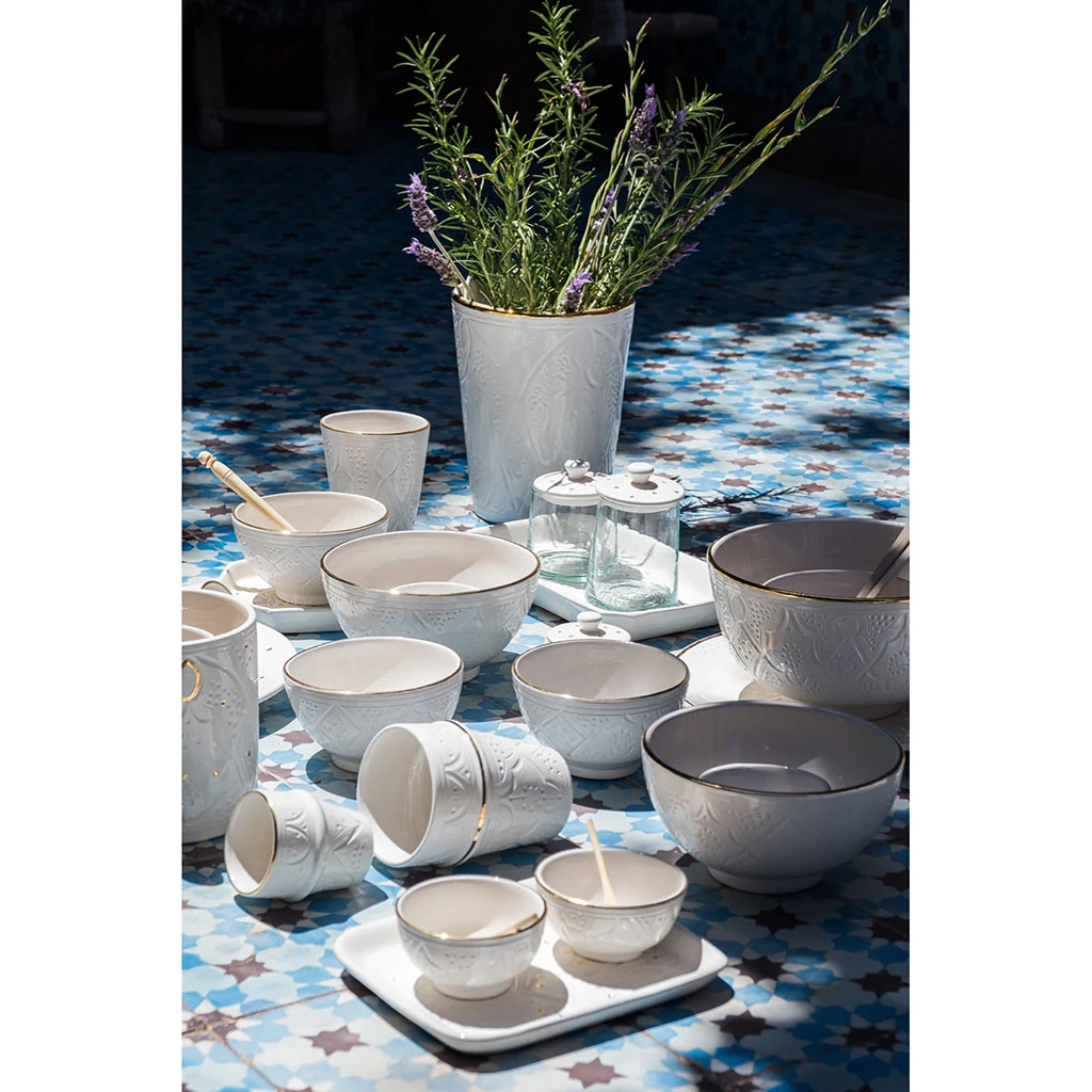 Chabi Chic Tasse Blanche, Liseré Doré D7.5xh7cm - Beldi Empreinte – Image 2