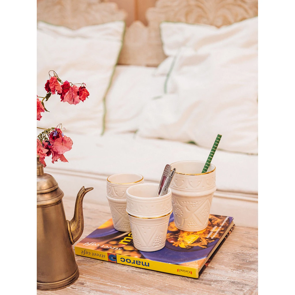 Chabi Chic Tasse Blanche, Liseré Doré D7.5xh7cm - Beldi Empreinte – Image 4