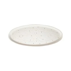Chabi Chic Plateau Rond Blanc Or 12x31cm - Empreintes