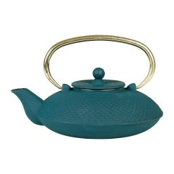 SEMA DESIGN Théière Japonaise En Fonte Bleu Et Anse Dorée