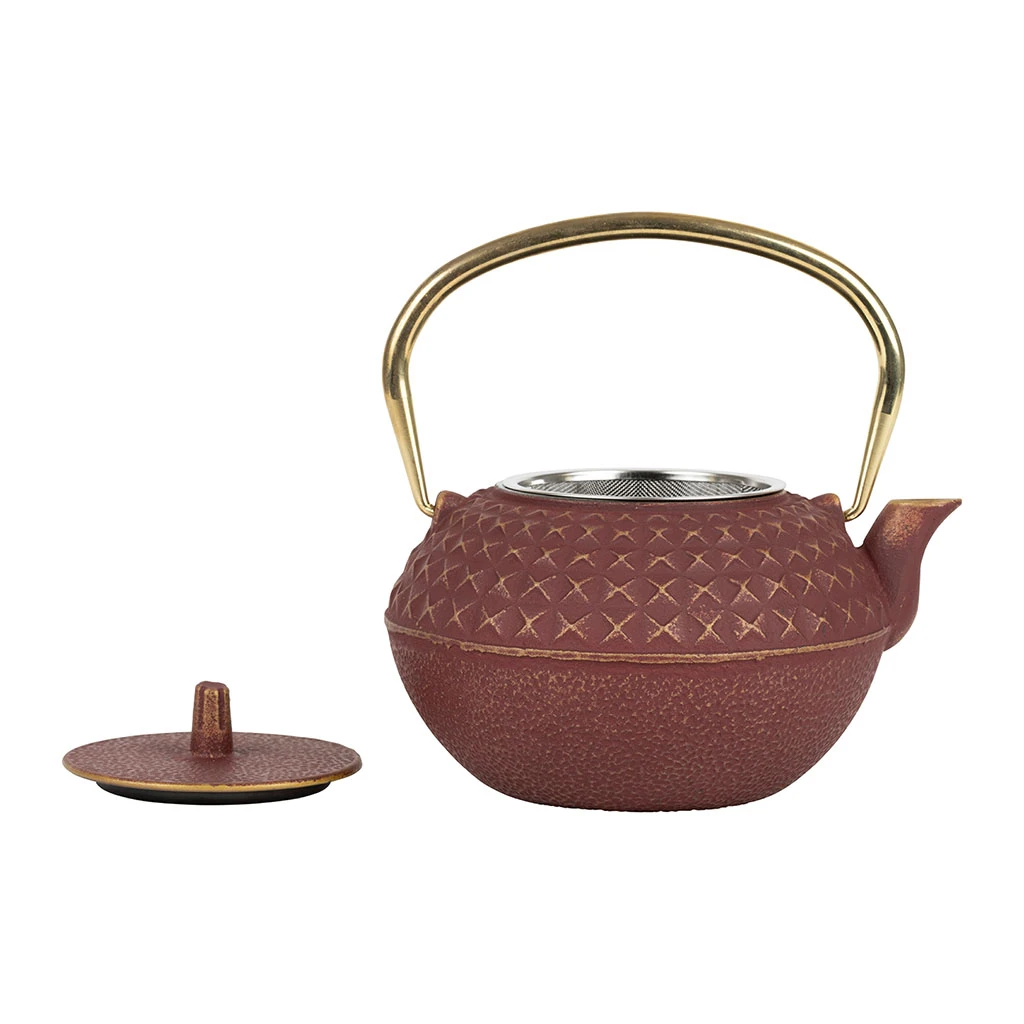 SEMA DESIGN Théière En Fonte Rouge Et Doré Avec Filtre - Tresse – Image 2