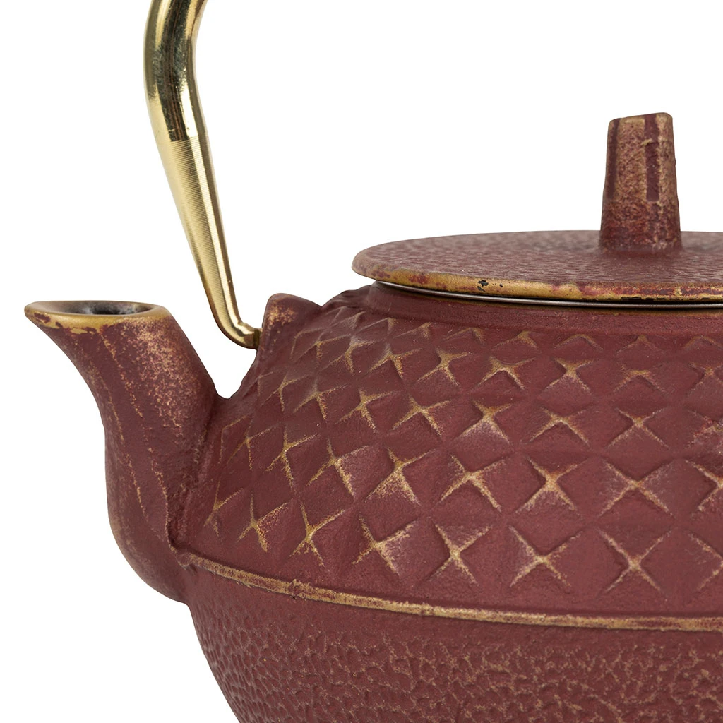 SEMA DESIGN Théière En Fonte Rouge Et Doré Avec Filtre - Tresse – Image 3