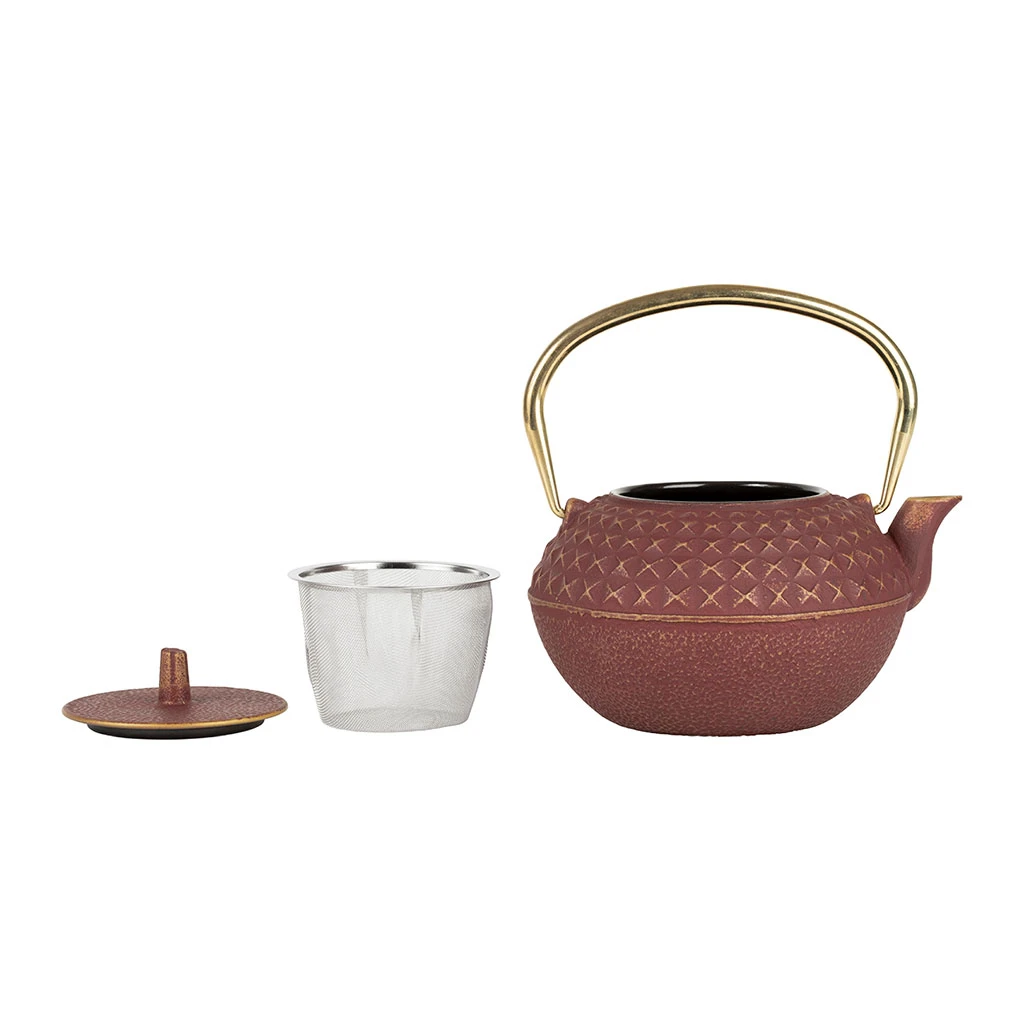 SEMA DESIGN Théière En Fonte Rouge Et Doré Avec Filtre - Tresse – Image 5