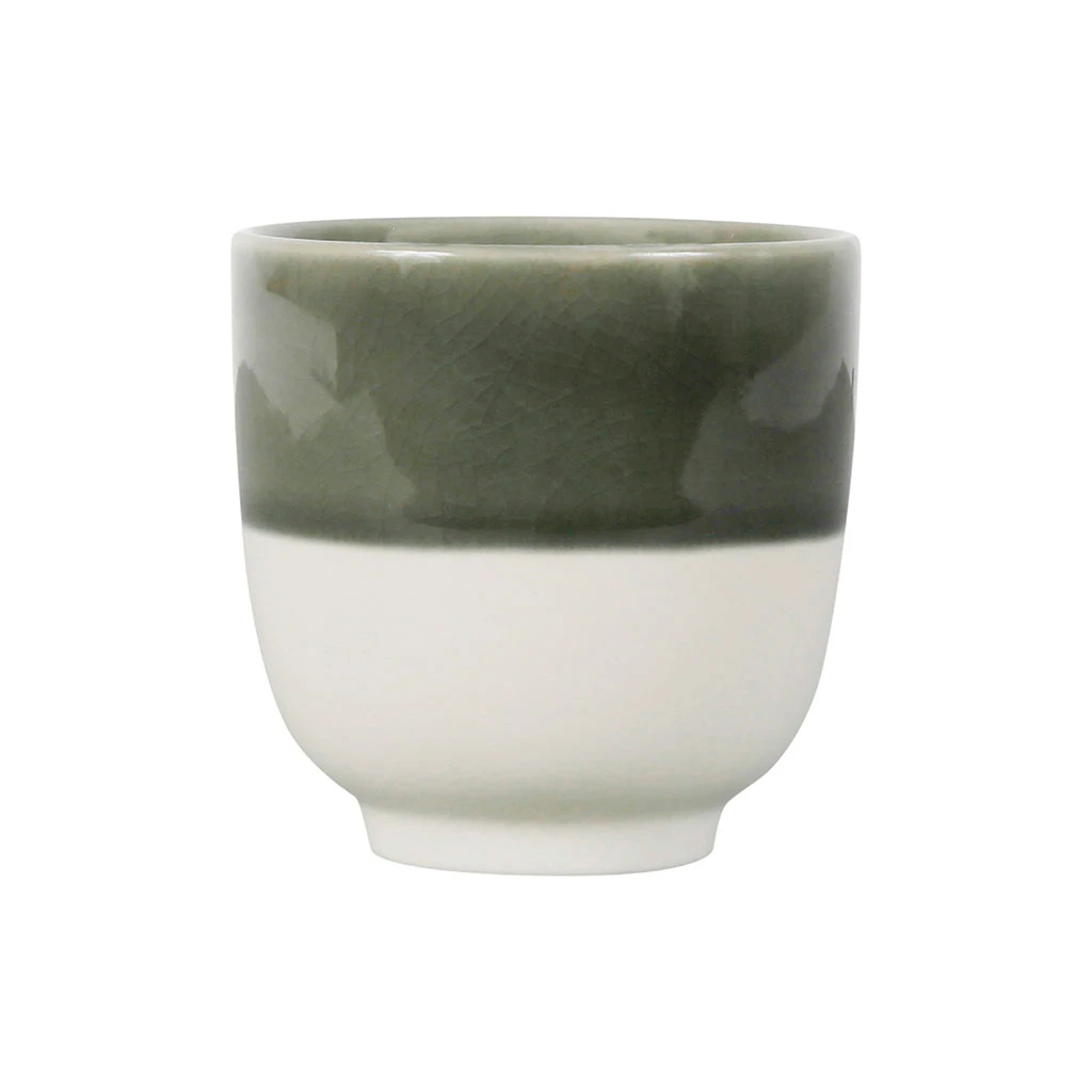 SEMA DESIGN Gobelet En Grès Vert De Gris Et Blanc - Crakel