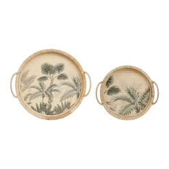 SEMA DESIGN Plateau X2 Papaye Vert-de-gris D30xh7 Et D25xh7cm En Bambou