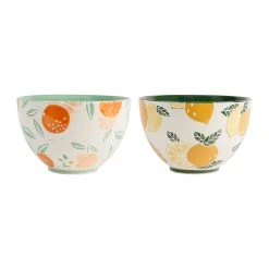SEMA DESIGN Bol (lot De 2) Retro Summer Orange Et Citron 75cl En Grès